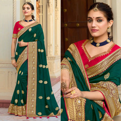 green-embroidered-vichitra-silk-saree-with-with-tassels