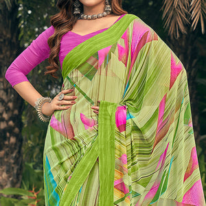 green-geometric-printed-georgette-saree