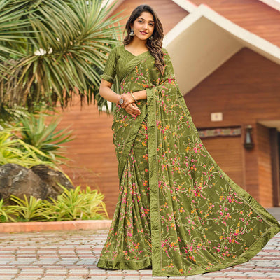 green-floral-printed-georgette-saree-4