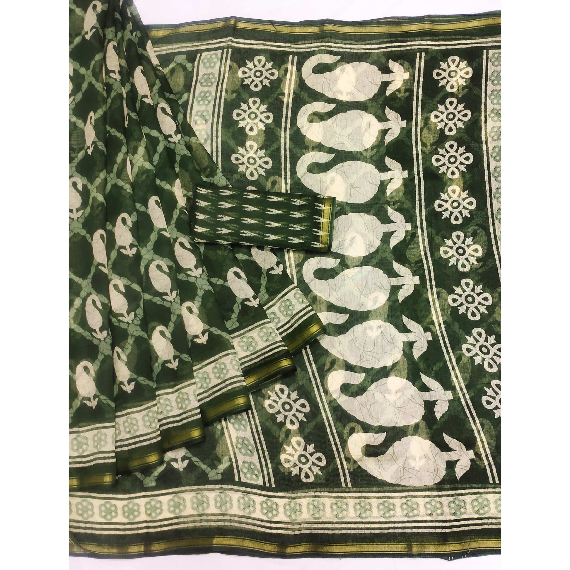 green-printed-poly-cotton-saree-1