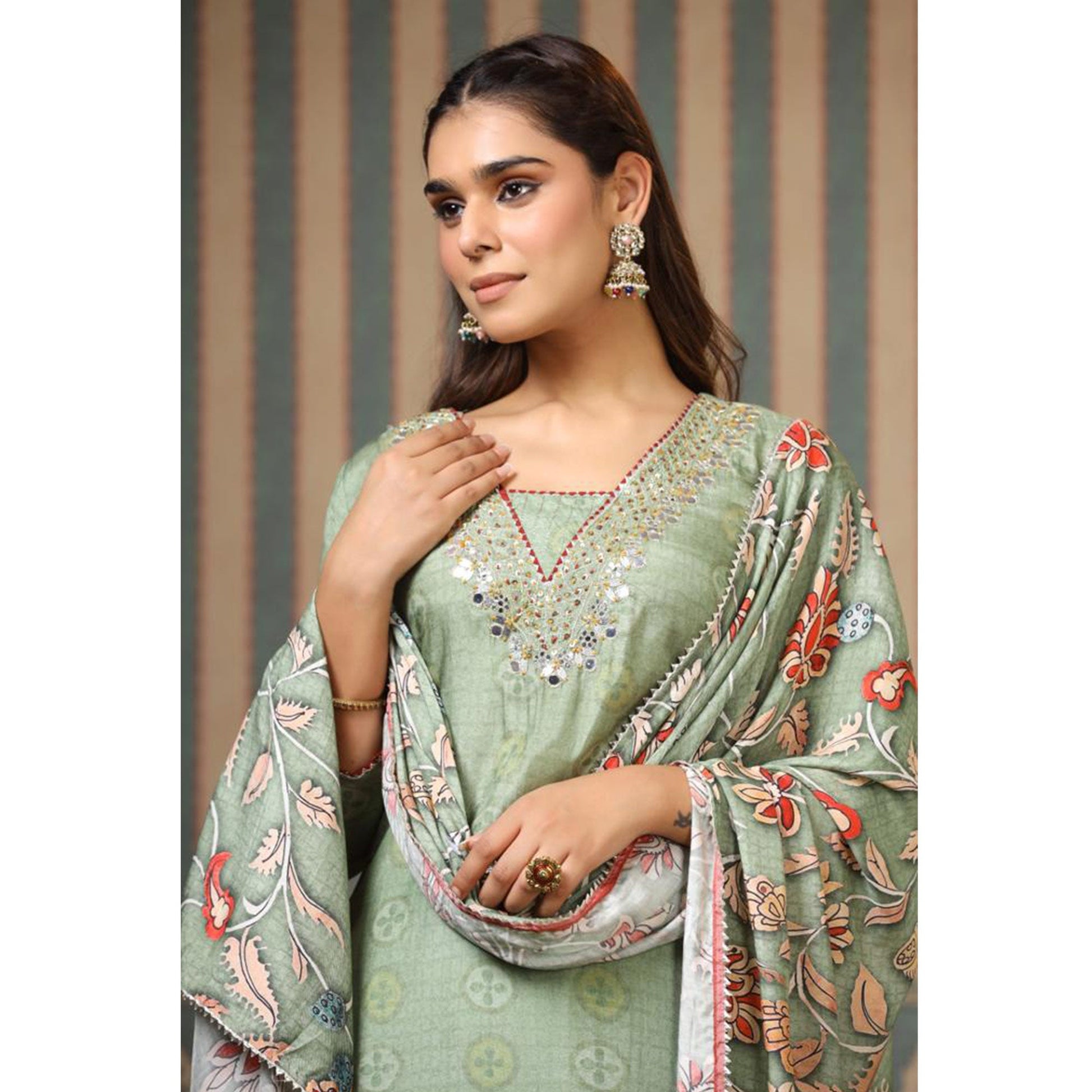green-printed-with-gota-work-muslin-salwar-suit