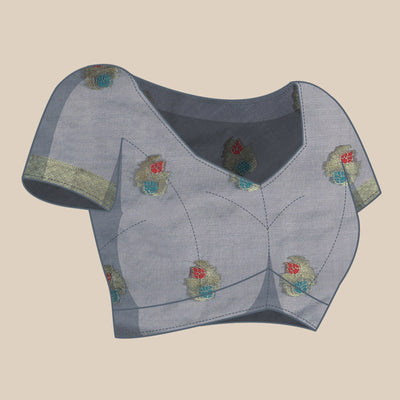 Grey Woven Organza Saree