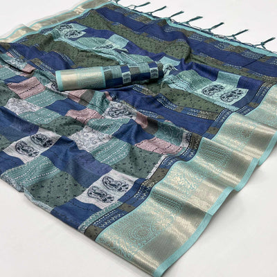 Multicolor Floral Digital Printed Pure Cotton Saree