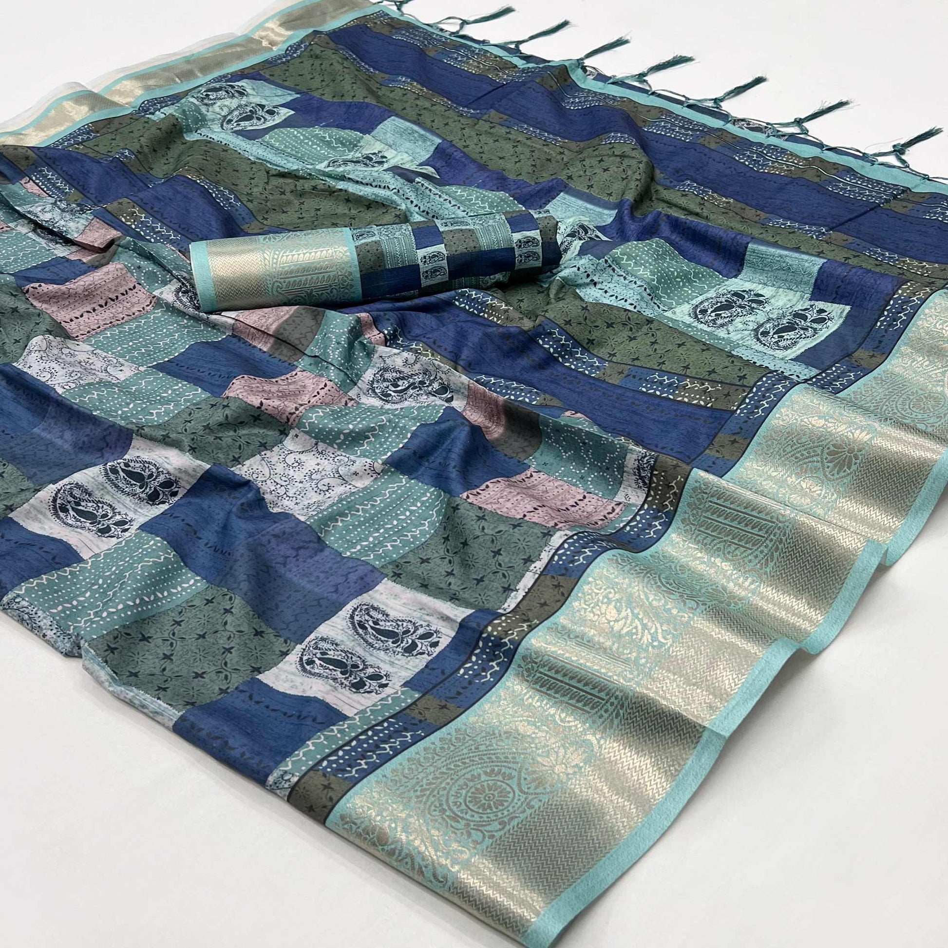 Multicolor Floral Digital Printed Pure Cotton Saree