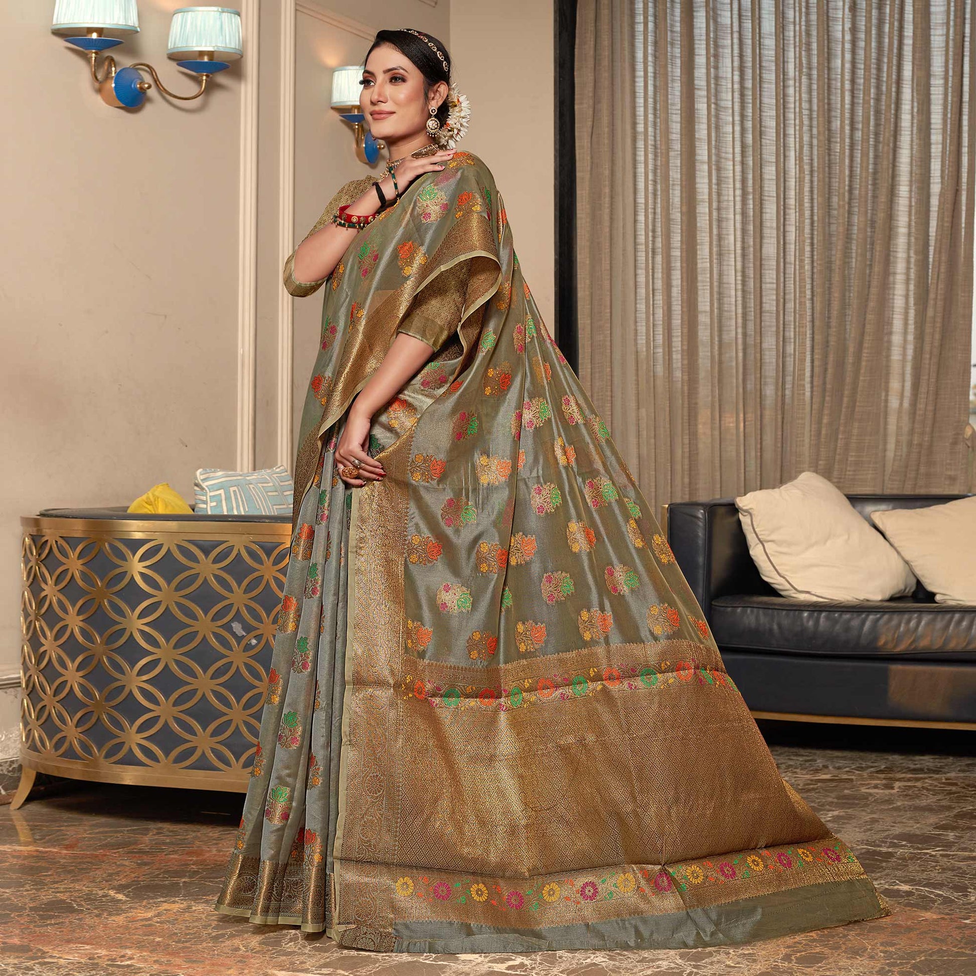 b-grey-floral-woven-organza-saree