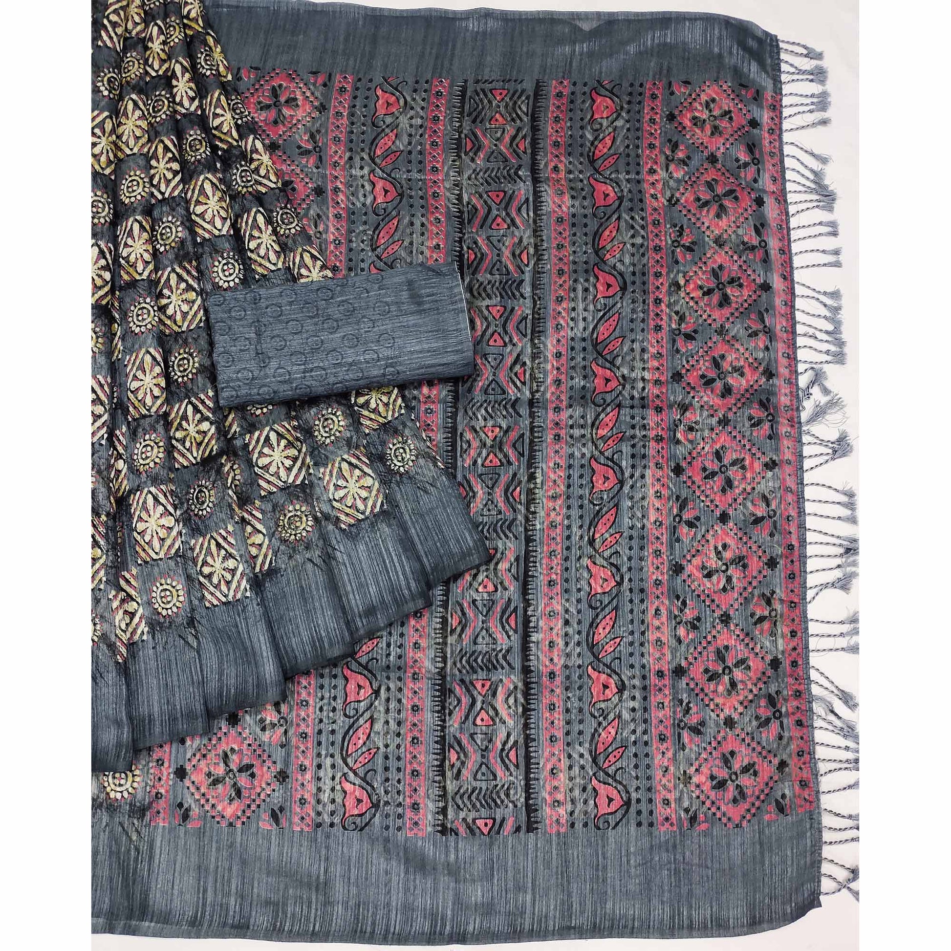 grey-floral-printed-art-silk-saree