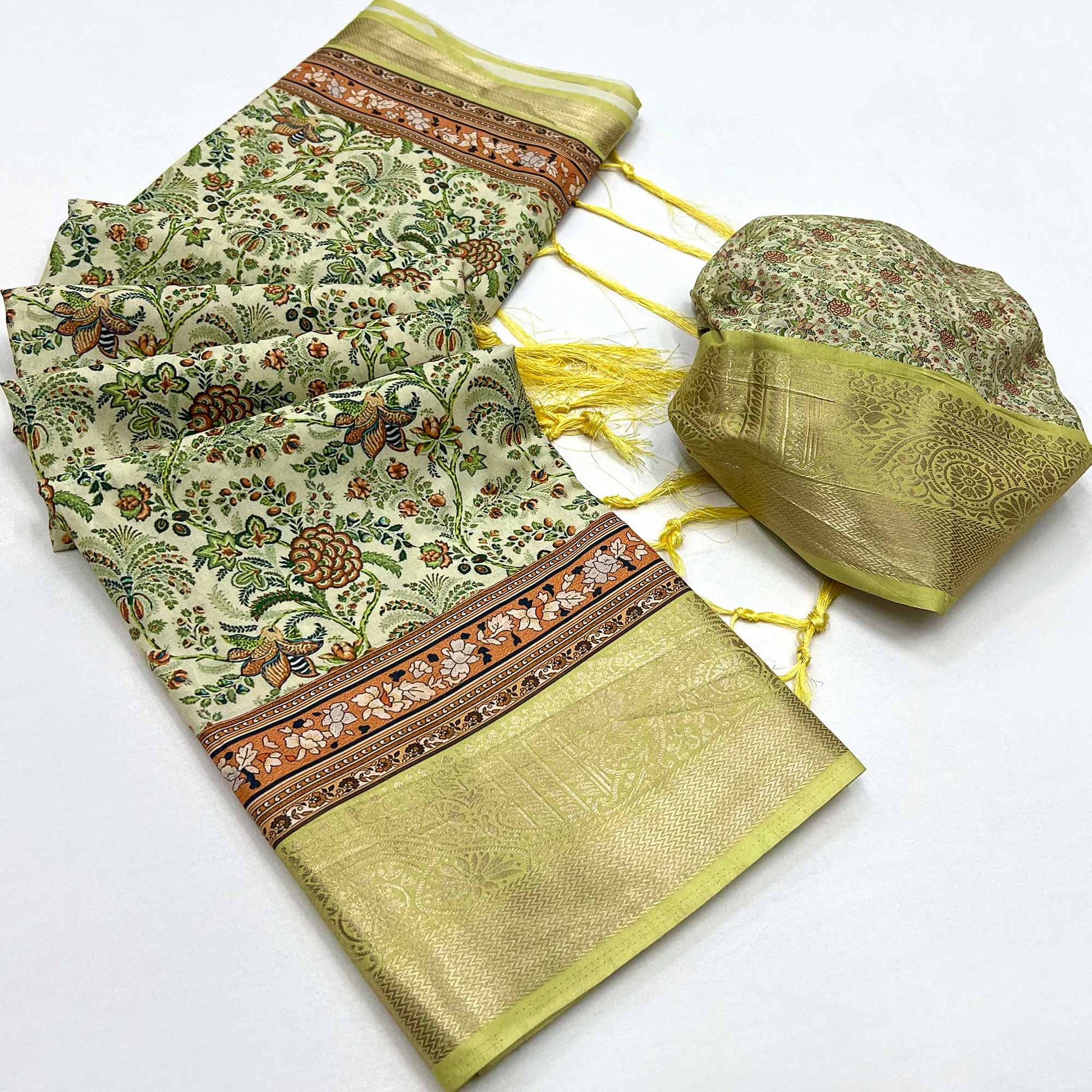 green-floral-digital-printed-pure-cotton-saree