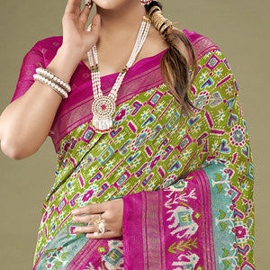 green-printed-jute-patola-saree