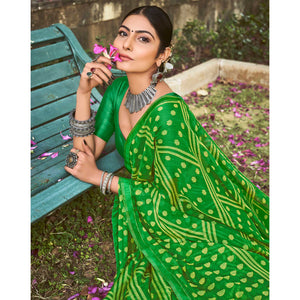 green-printed-chiffon-saree-2