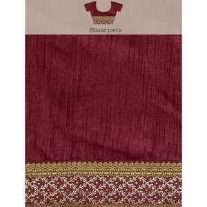 Maroon Floral Foil Printed Zomato Saree