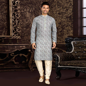 grey-lucknowi-and-digital-printed-cotton-kurta-pyjama-set-1