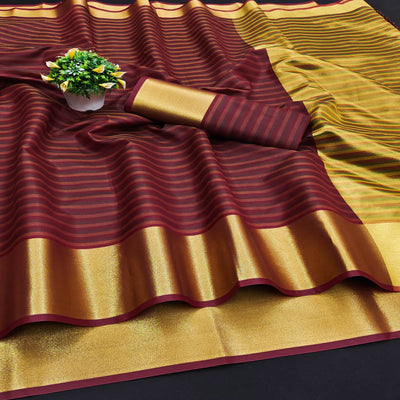 Maroon Woven Cotton Silk Saree
