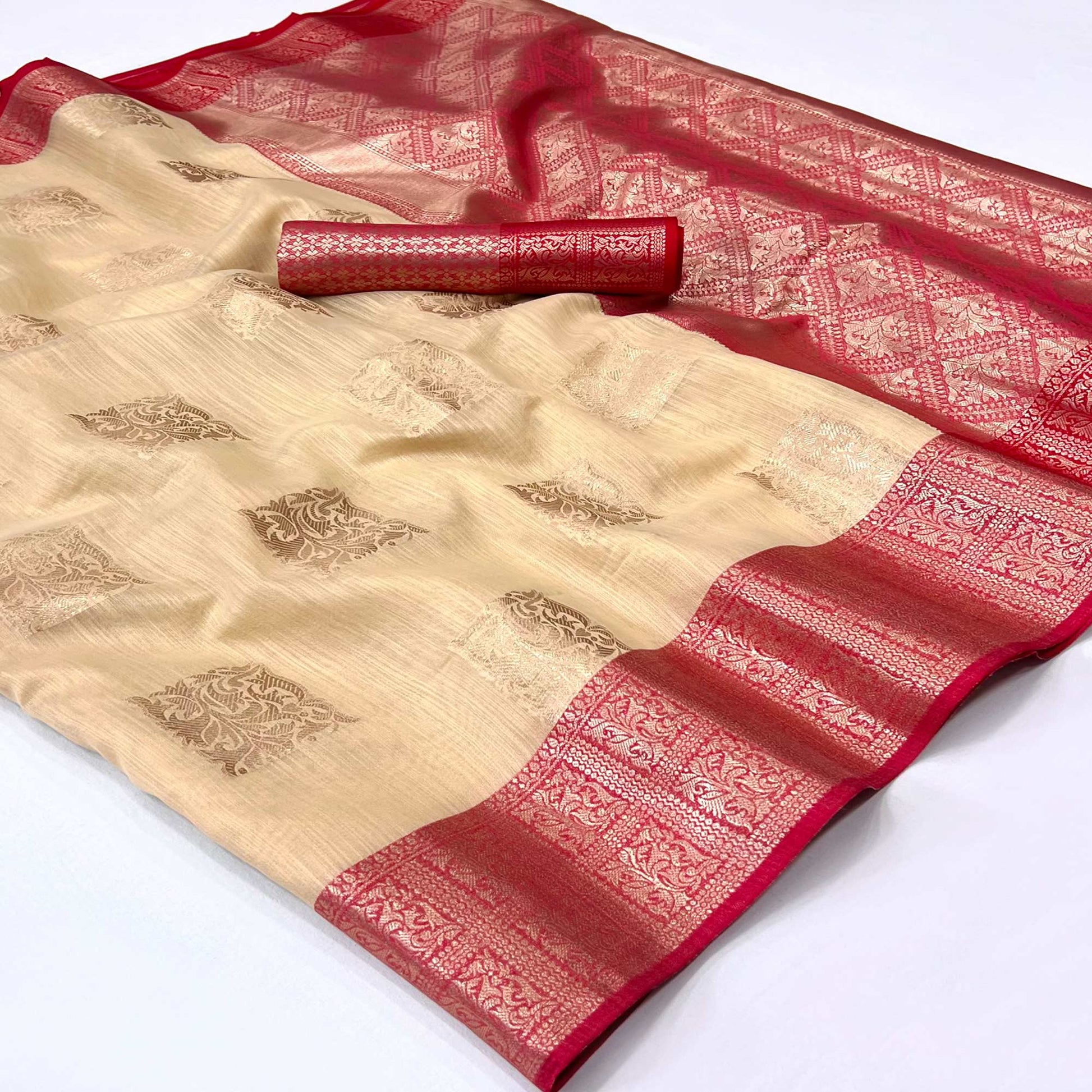 Chikoo Woven Linen Saree With Tassels