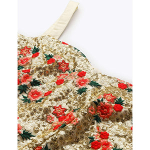 Cream Floral Embroidered Netted Lehenga Choli