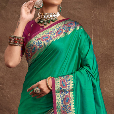 green-woven-banarasi-silk-saree-with-tassels-4