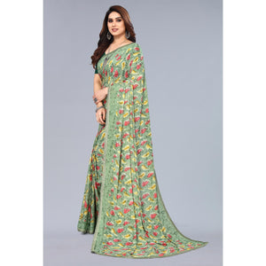 green-printed-georgette-saree-with-crochet-border