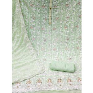 Light Green Lucknowi Embroidered Georgette Dress Material