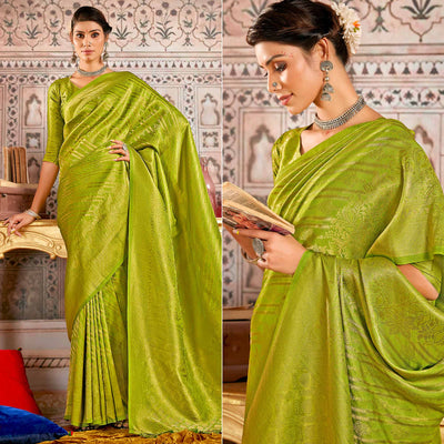 green-floral-woven-art-silk-saree-5