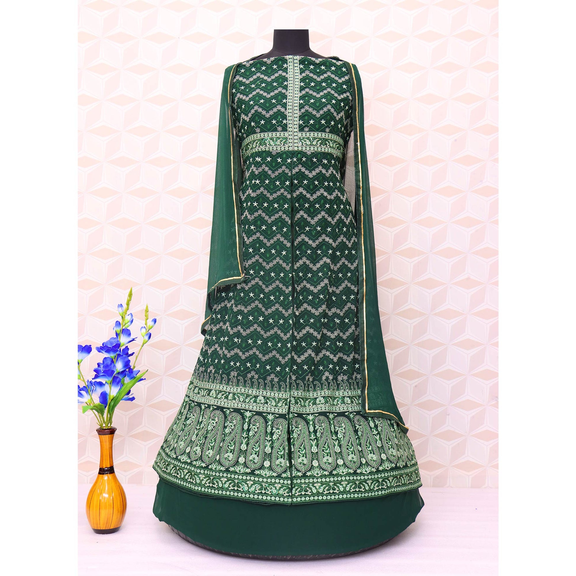 green-floral-embroidered-georgette-front-slit-suit