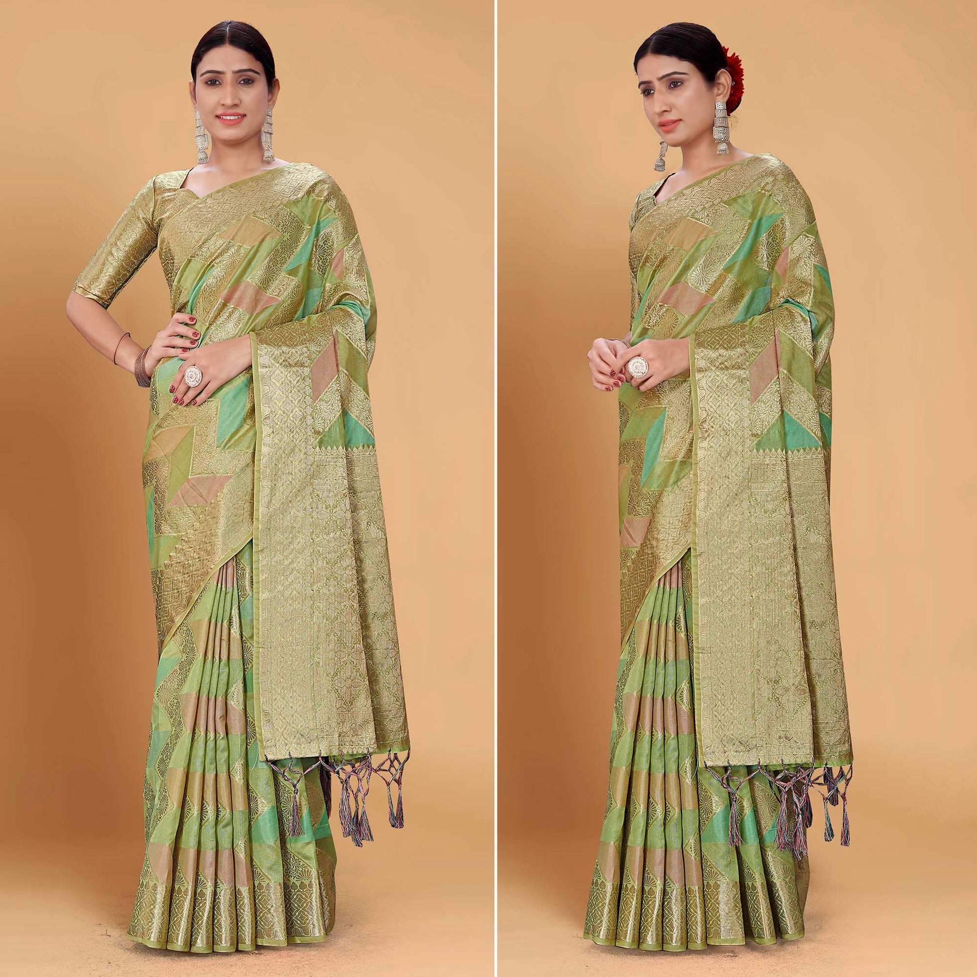 green-woven-organza-saree-with-tassels-13