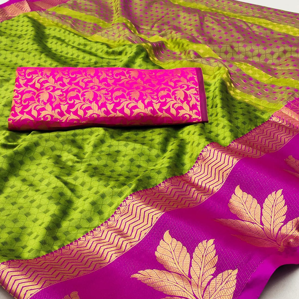 green-woven-cotton-silk-saree-with-tassels-6