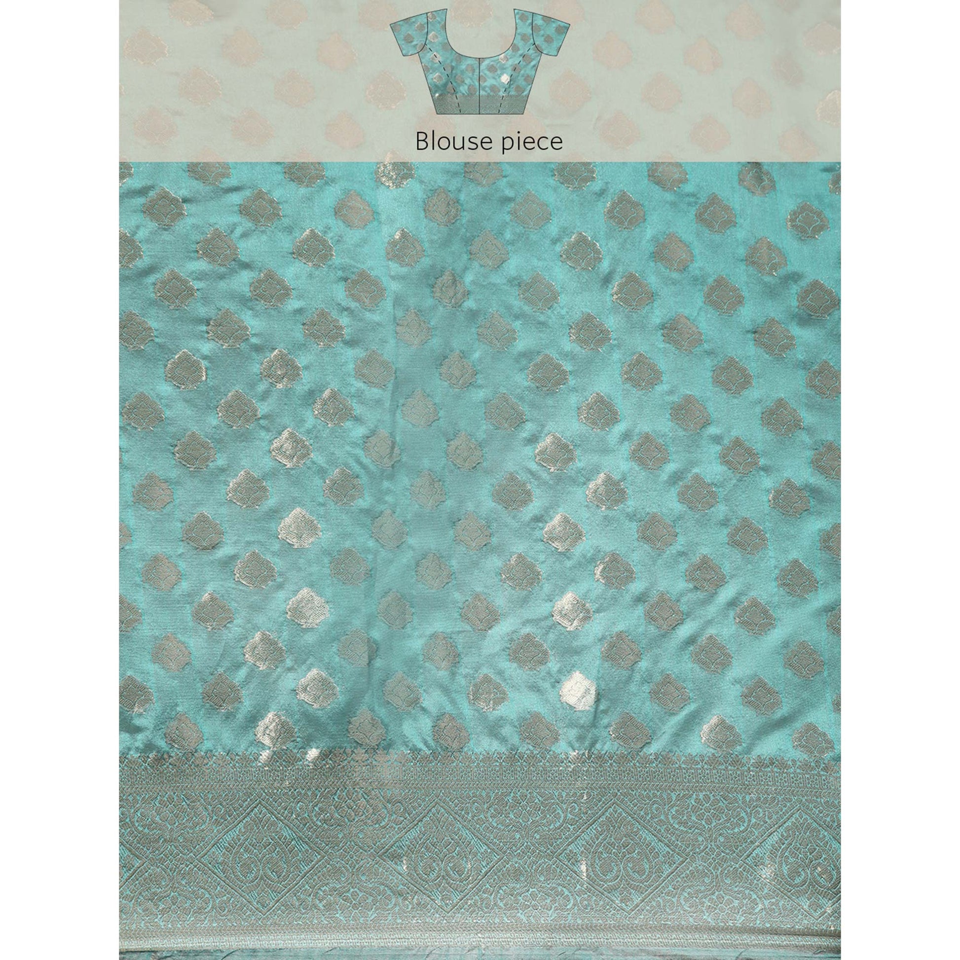 Blue Woven Organza Silk Saree With Tassels