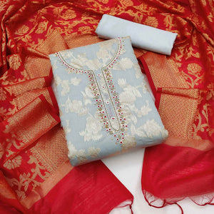 grey-floral-woven-with-handwork-banarasi-silk-dress-material