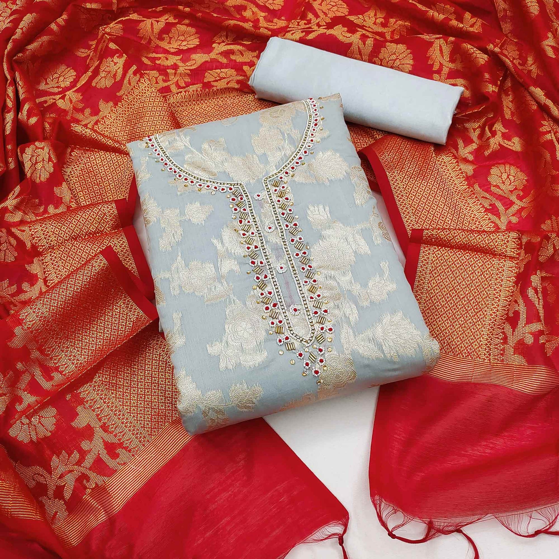grey-floral-woven-with-handwork-banarasi-silk-dress-material
