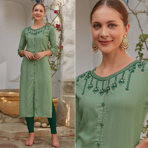 green-floral-embroidered-poly-cotton-kurti
