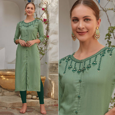 green-floral-embroidered-poly-cotton-kurti