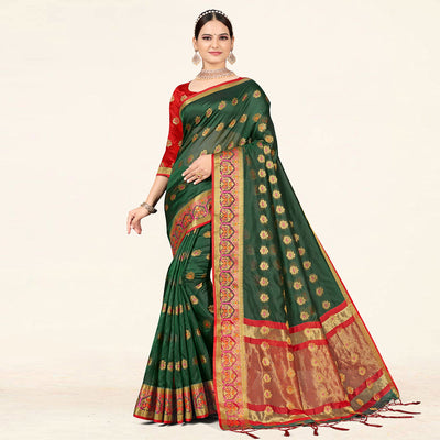 green-woven-organza-saree-with-tassels-8