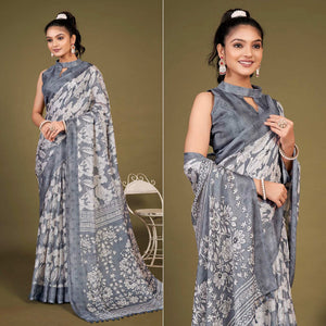 grey-floral-printed-jute-saree-with-tassels