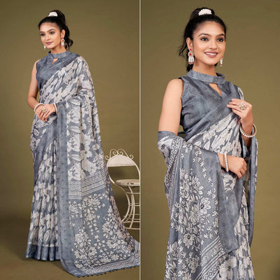 grey-floral-printed-jute-saree-with-tassels
