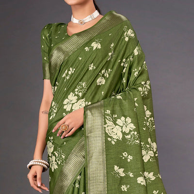 green-floral-printed-dola-silk-saree-2