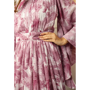 Mauve Floral Printed Georgette Gown