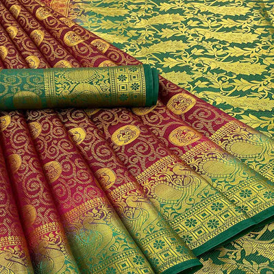 Maroon Woven Banarasi Silk Saree