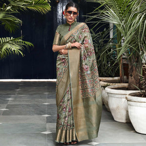 2-green-digital-printed-linen-saree