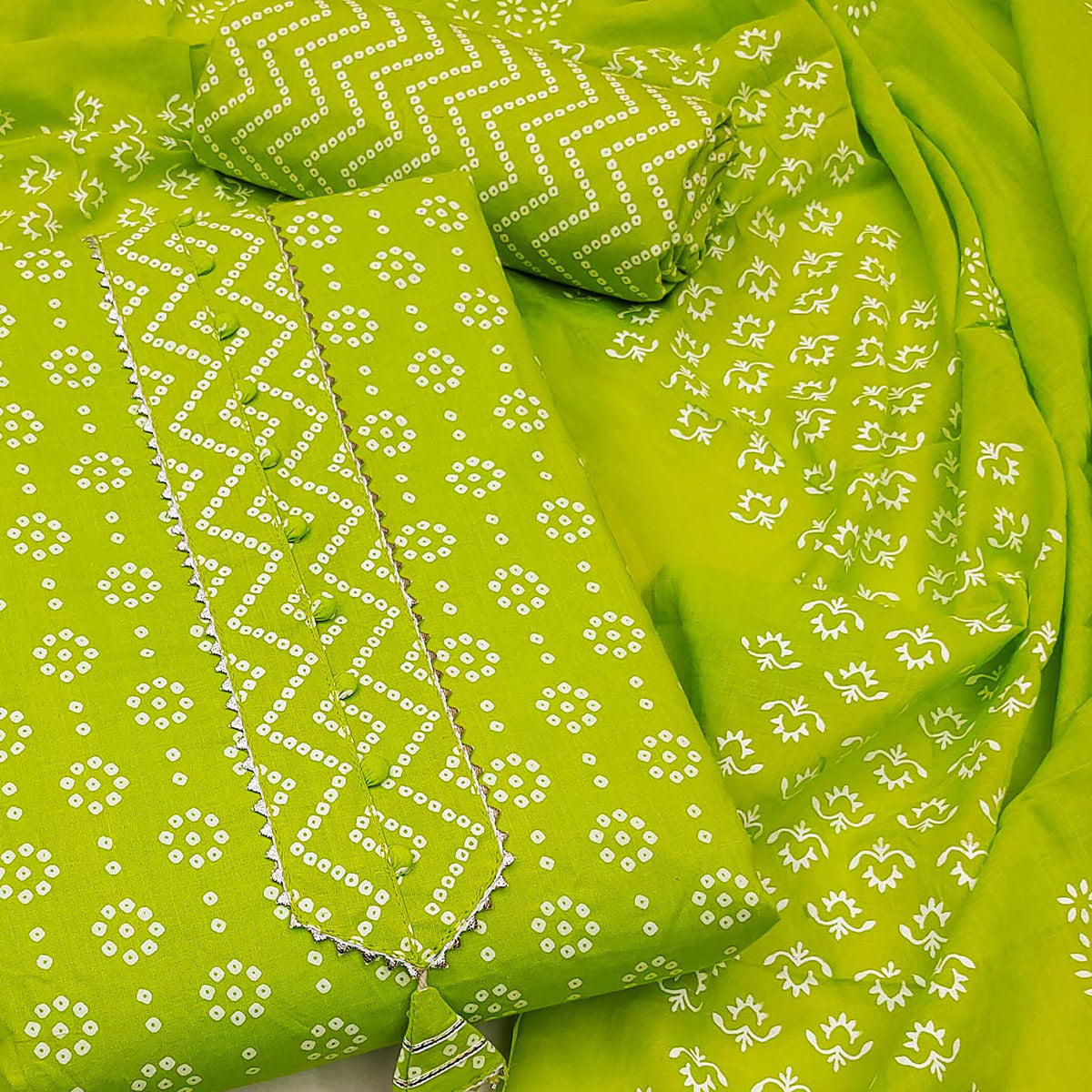 green-bandhani-printed-pure-cotton-dress-material-1