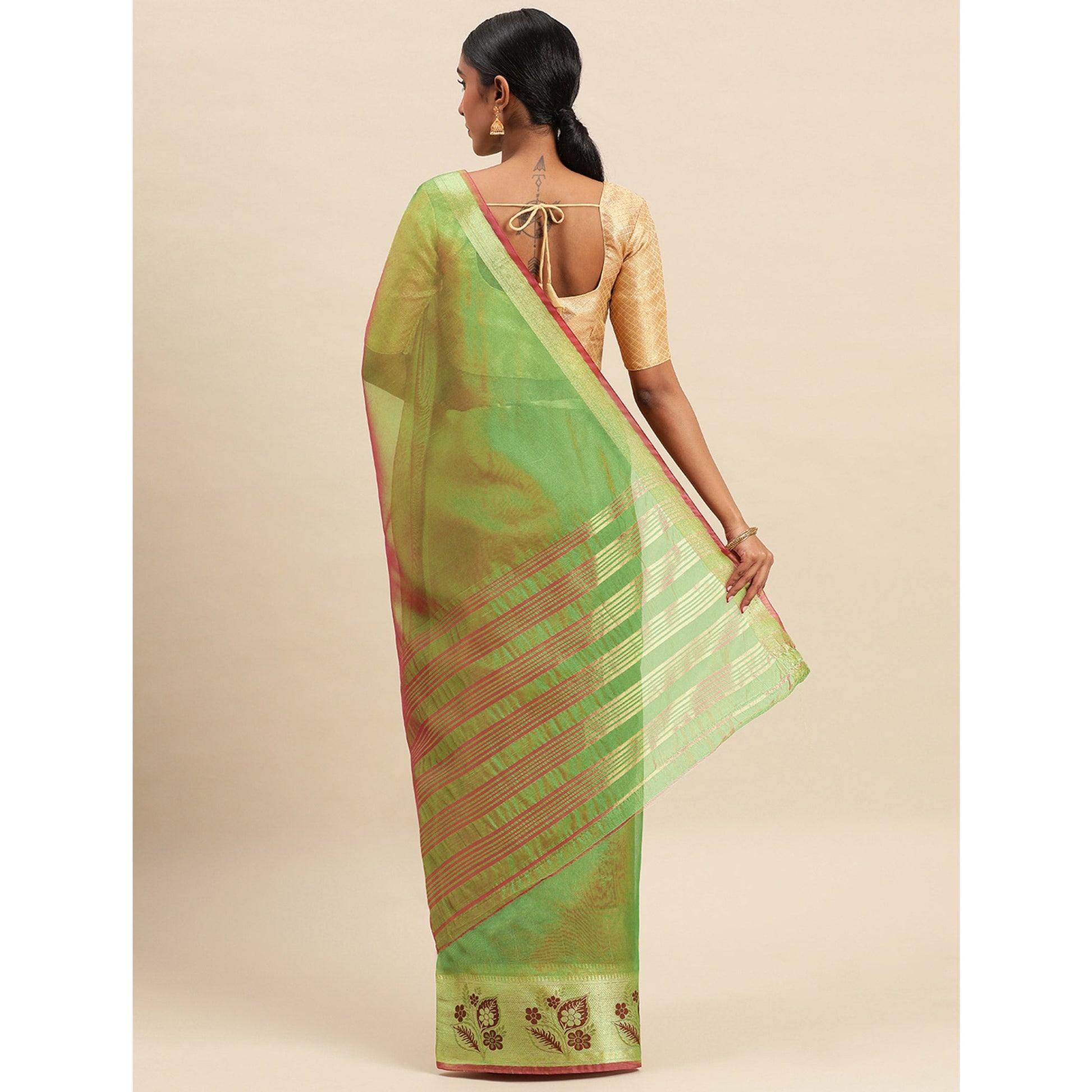 Mehendi Woven Cotton Silk Saree