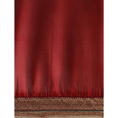 Maroon Swarovski With Fancy Border Satin Silk Saree