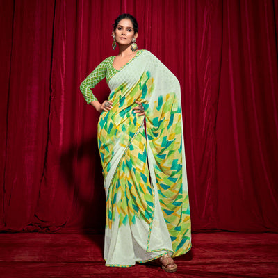 green-printed-georgette-saree-1