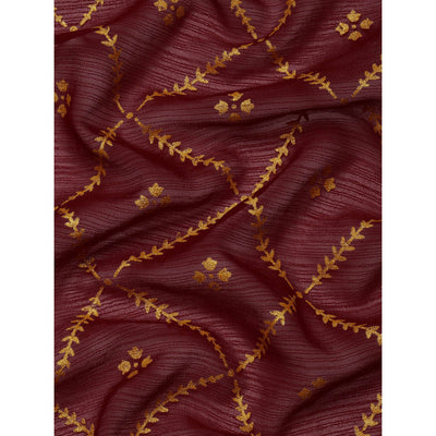Maroon Floral Foil Printed Zomato Saree