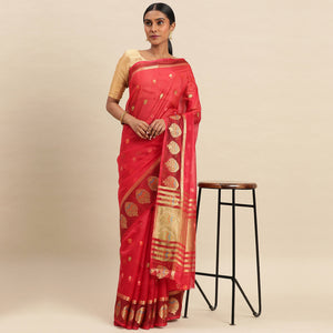 Maroon Woven Organza Saree