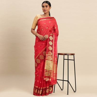 Maroon Woven Organza Saree