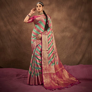 green-pink-woven-art-silk-saree