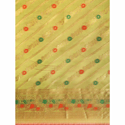 Mehendi Green Floral Woven Organza Silk Saree