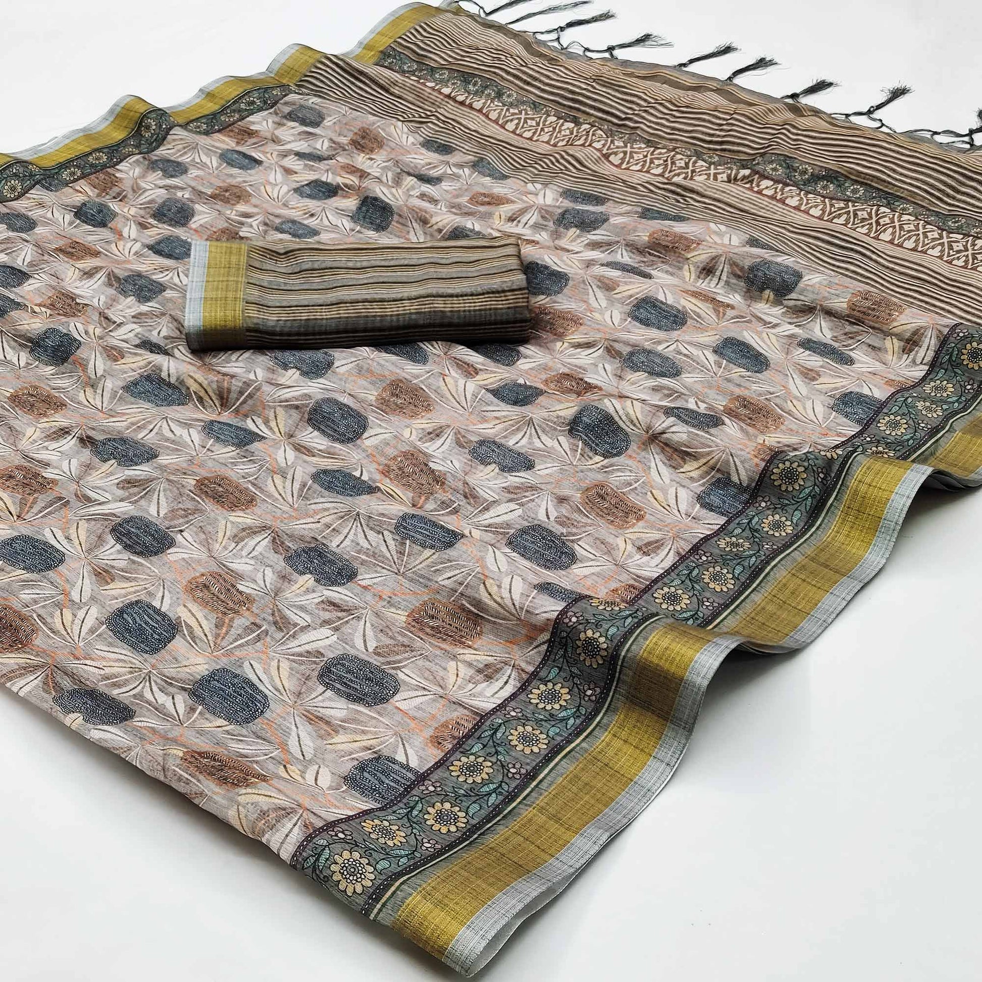 grey-floral-digital-printed-linen-saree