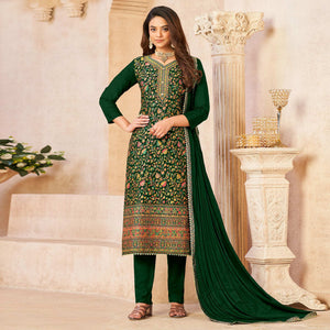 green-woven-dola-silk-suit