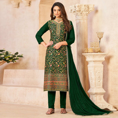 green-woven-dola-silk-suit