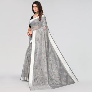 grey-floral-printed-poly-cotton-saree